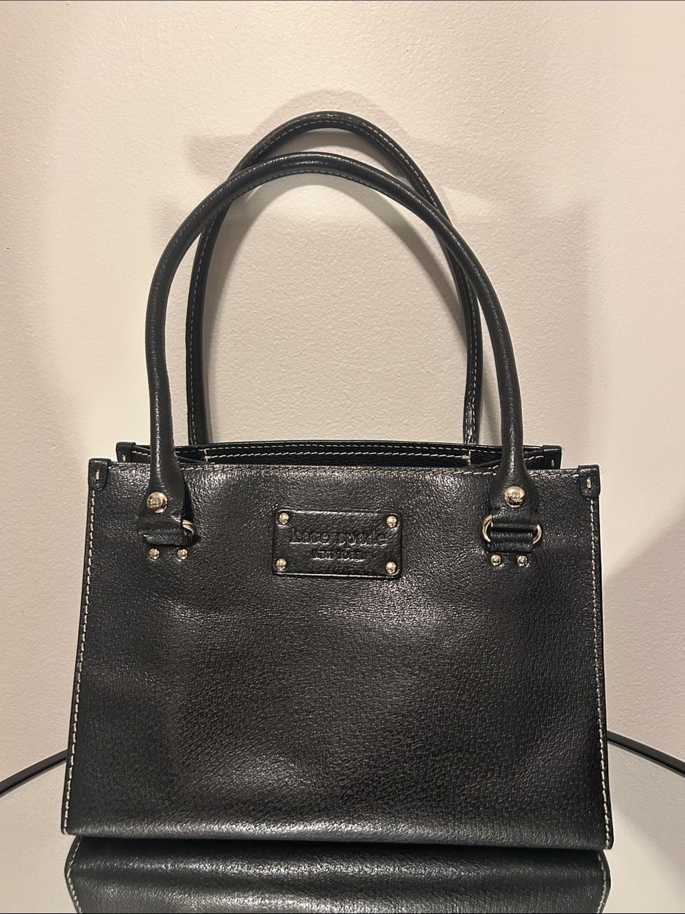 Kate spade Y2K Black Shoulder Bag with White Stitching - Wellesley